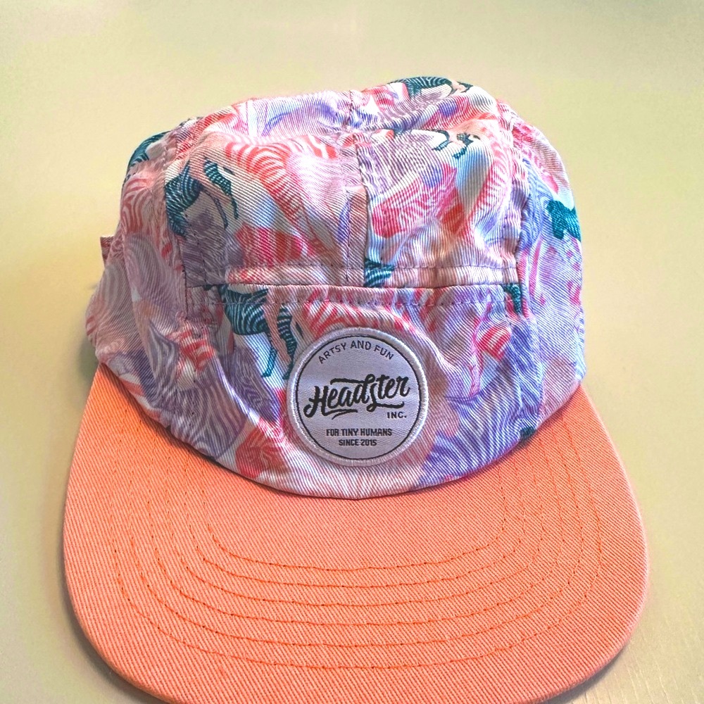 Kids Tropical Zebra Patterned Hat - Pink purple and Green